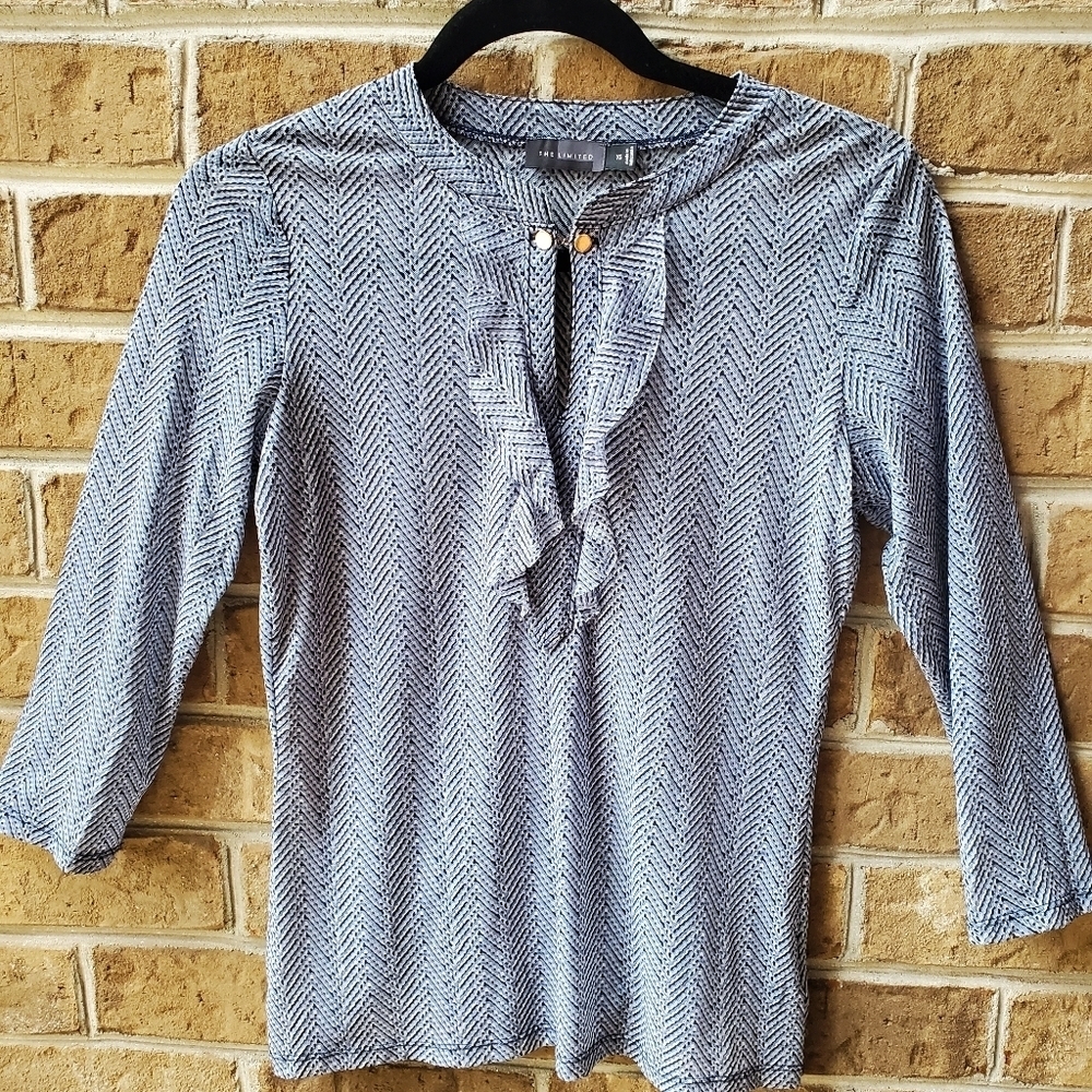 The Limited Sheer Ruffled Keyhole Blouse - Picture 3 of 4